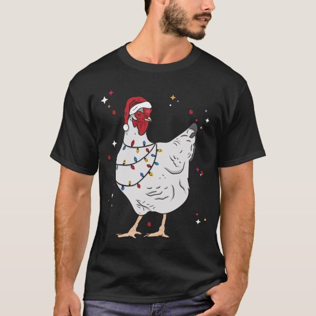 Camiseta Granjero de navidades de Pollos Animales Xmas (Anverso)