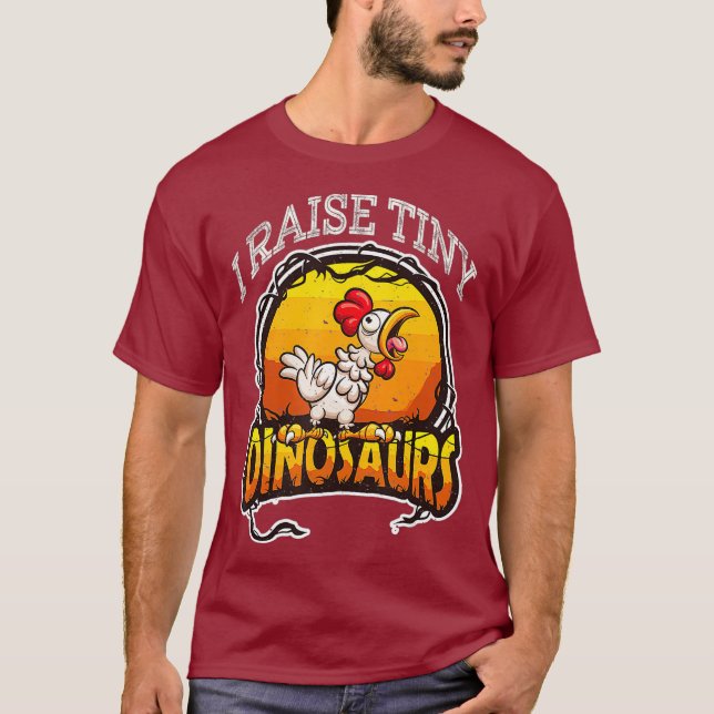 Camiseta Granjero de pollo - Yo crio dinosaurios pequeños - (Anverso)