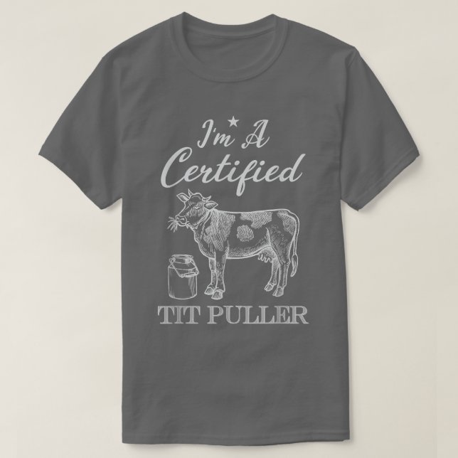 Camiseta Granjero de puller de Tit certificado Cow agricult (Diseño del anverso)
