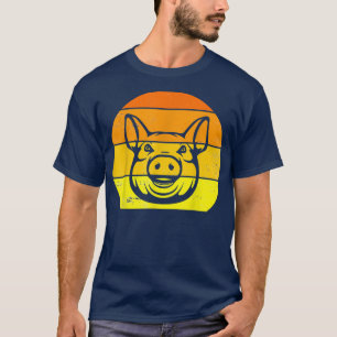 Camiseta Granjero de silueta de cerdo vintage retro Lov ani