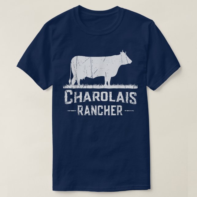 Camiseta Granjero de vaca Charolais Rancher (Diseño del anverso)