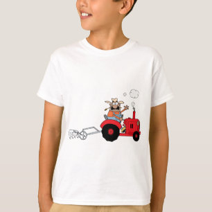 Camiseta Granjero feliz que usa un tractor