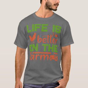 Camiseta Granjero Loco Chicken Lady Cow Horse Country L