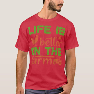 Camiseta Granjero Loco Chicken Lady Cow Horse Country L
