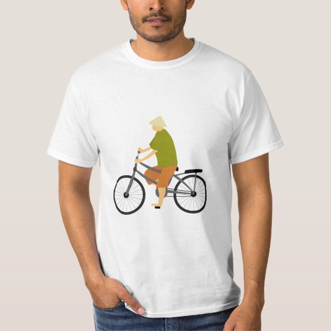 Camiseta granjero montando bicicleta y sonriendo (Anverso)