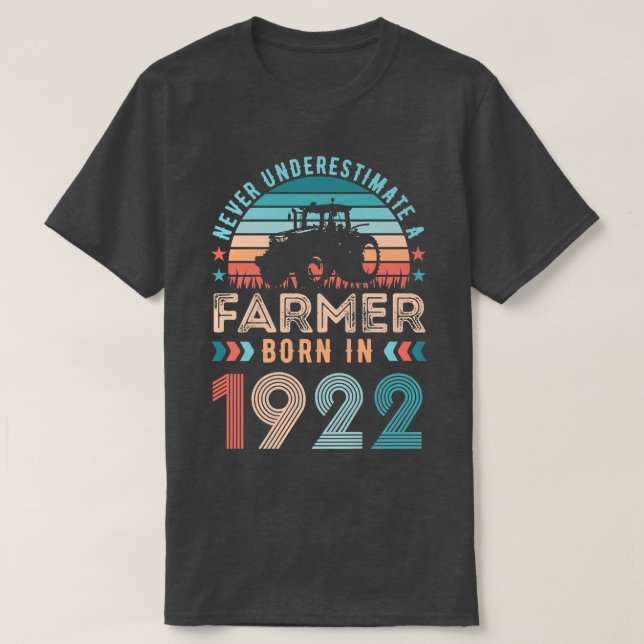 Camiseta Granjero nacido en 1922 Regalo de agricultura Cump (Diseño del anverso)