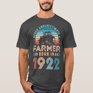 Camiseta Granjero nacido en 1922 Regalo de agricultura Cump