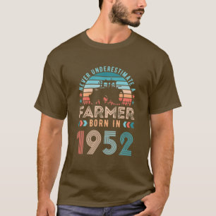 Camiseta Granjero Nacido En 1952 Regalo Agrícola Cumpleaños