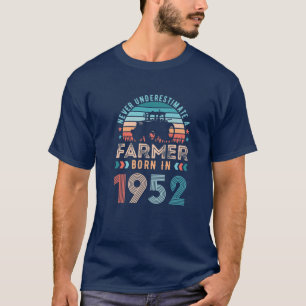 Camiseta Granjero Nacido En 1952 Regalo Agrícola Cumpleaños