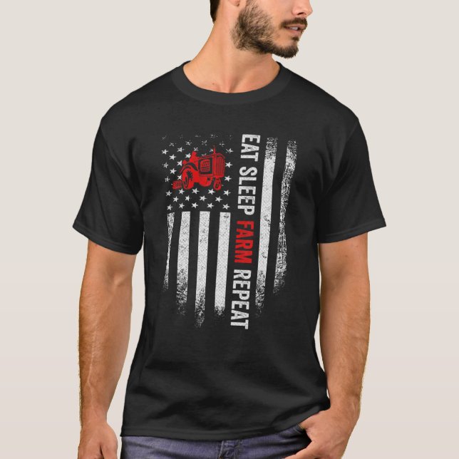 Camiseta Granjero Repetido de Granja de Sueño con Bandera A (Anverso)