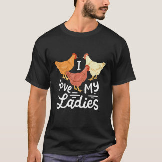Camiseta Granjeros de pollos divertidos amo a mis damas