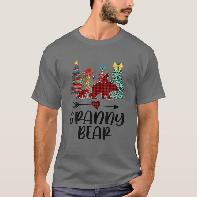 Camiseta Granny Bear Navidades Pajama Red Plaid Buffalo (Anverso)