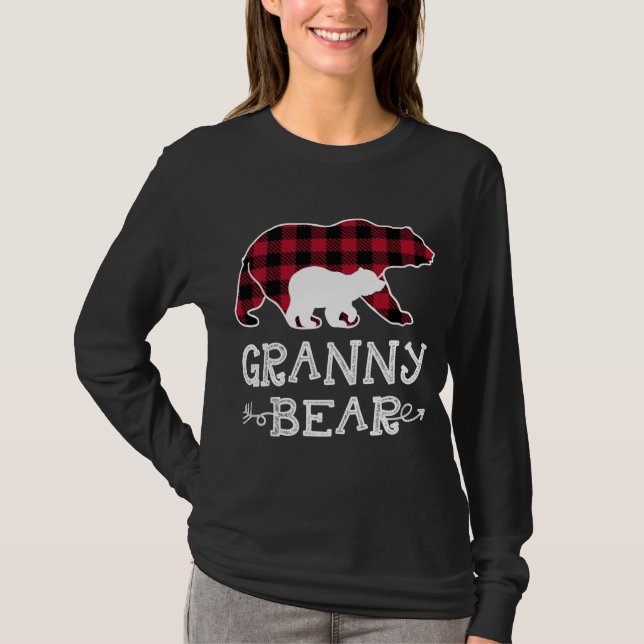 Camiseta Granny Bear Navidades Pajama Red Plaid Buffalo Fam (Anverso)