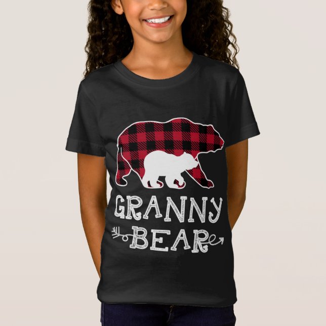 Camiseta Granny Bear Navidades Pajama Red Plaid Buffalo Fam (Anverso)