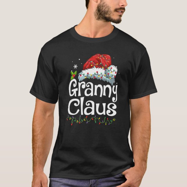Camiseta Granny Claus Santa Hat Navidades Pajama Family Mat (Anverso)
