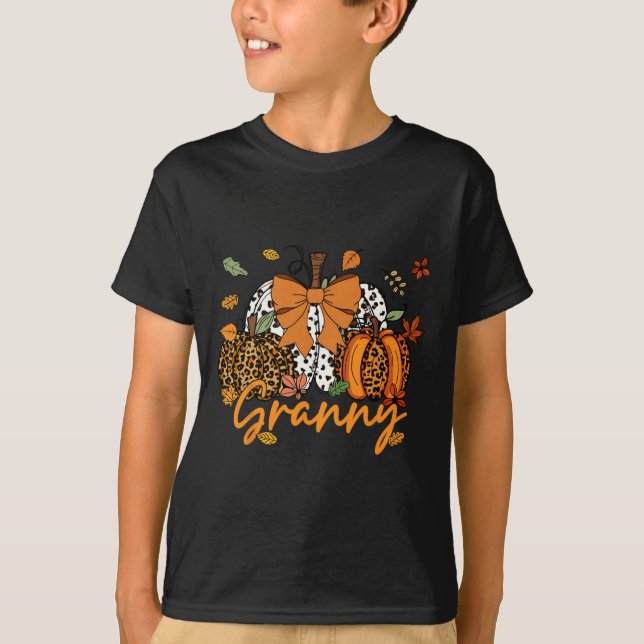 Camiseta Granny Thankding Leopard Pumpkin Coquette Bow M (Anverso)