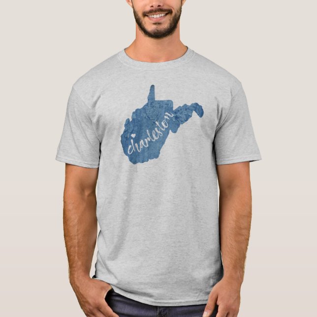 Camiseta Grano de madera de Charleston West Virginia (Anverso)