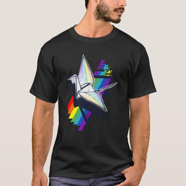 Camiseta Granos de papel con bandera Lgbt Origami Rainbow P (Anverso)