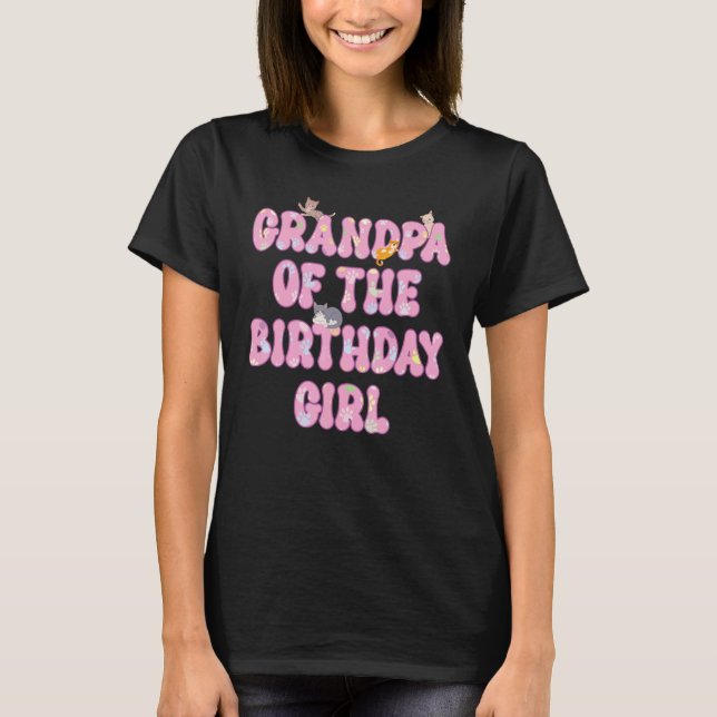 Camiseta Granpa De Hombres Del Gato Del Chica Del Cumpleaño (Anverso)