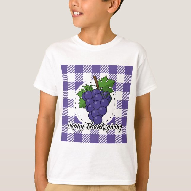 Camiseta Grape on Violet Plaid - Happy Thanksgiving (Anverso)
