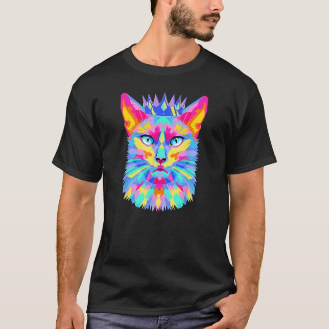 Camiseta Graphic cat retro for cat  cat mother  Cat Crown (Anverso)