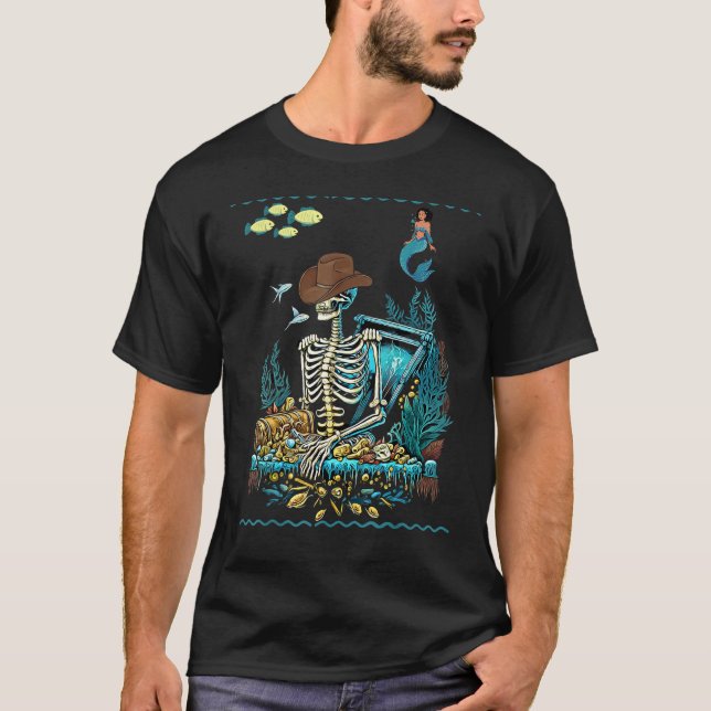 Camiseta Graphic Cool Skeleton Pirate Mermaid (Anverso)