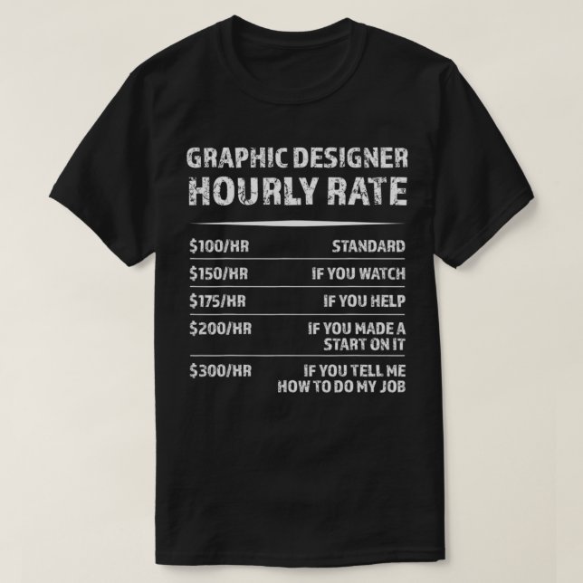 Camiseta Graphic Designer Hourly Rate  Funny Digital Design (Diseño del anverso)