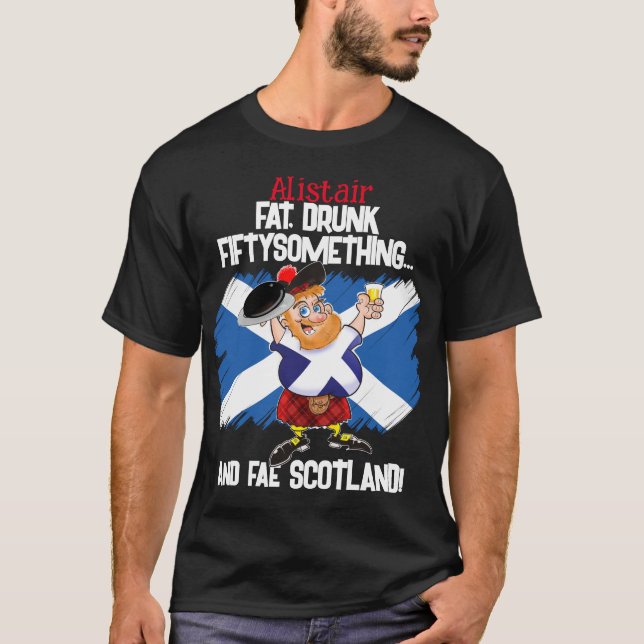 Camiseta Grasa, borrachos, cincuenta y... ¡y a SCOTLAND! (Anverso)