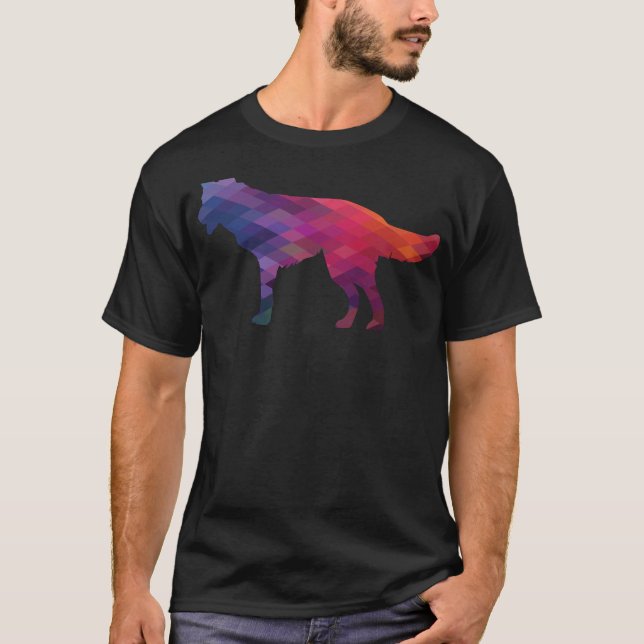 Camiseta Grasa geométrica de silueta de raza de perro de pa (Anverso)