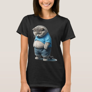 Camiseta Grasa retro Kitten Tee Gracioso Gato Rolling Fatti