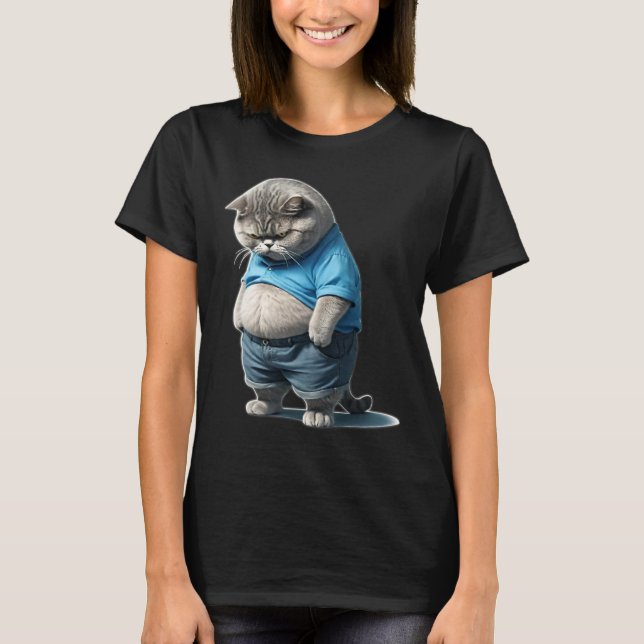 Camiseta Grasa retro Kitten Tee Gracioso Gato Rolling Fatti (Anverso)
