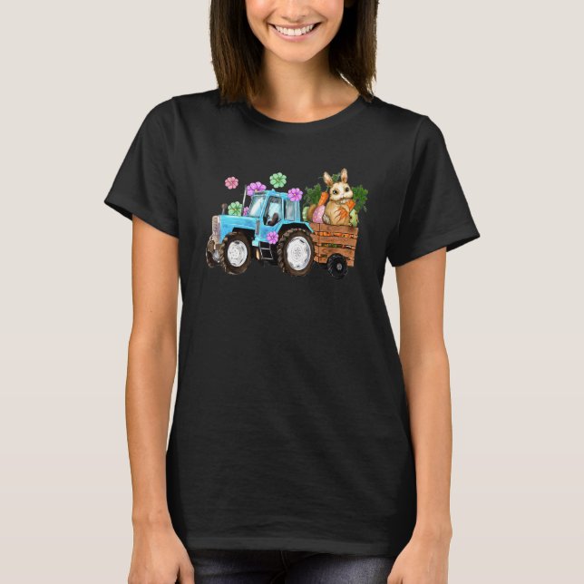 Camiseta Grasas De La Granja De Tractor De Conejo De Huevo  (Anverso)