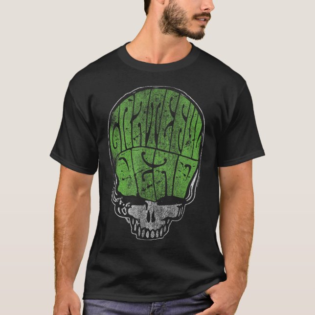 Camiseta Grateful Dead Psychedelic Green Stealie Skull Vint (Anverso)