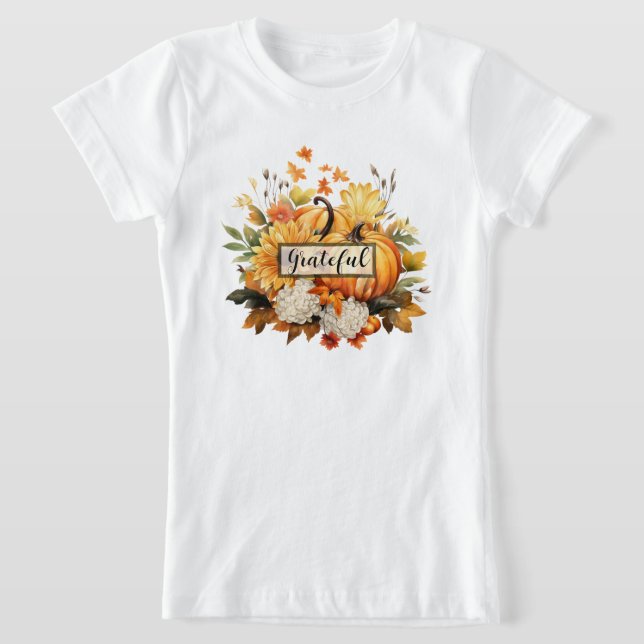 Camiseta Grateful Floral Autumn Thanksgiving Kids' Fall (Distribución)