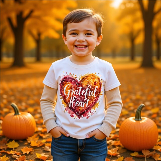 Camiseta Grateful Heart Watercolor Calligraphy kids (Subido por el creador)
