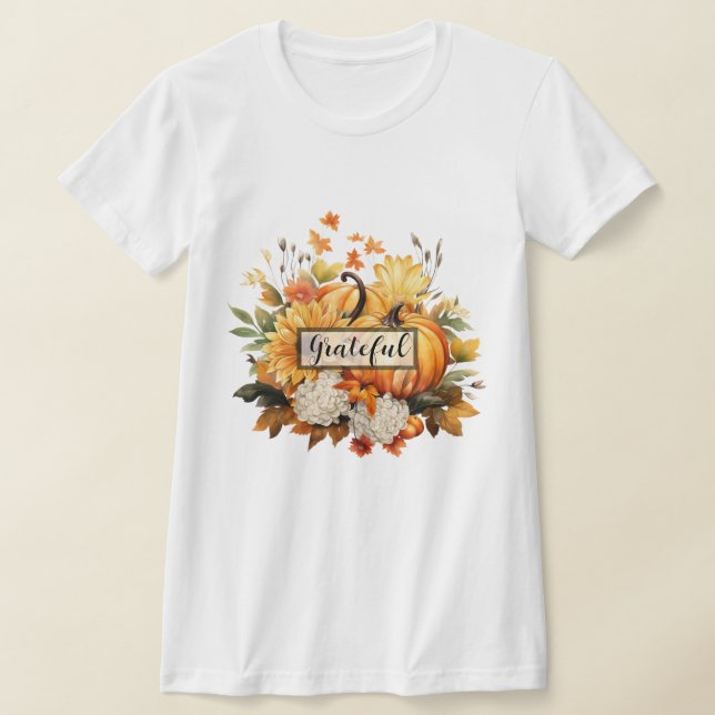 Camiseta Grateful Pumpkin Floral Fall Thanksgiving (Distribución)
