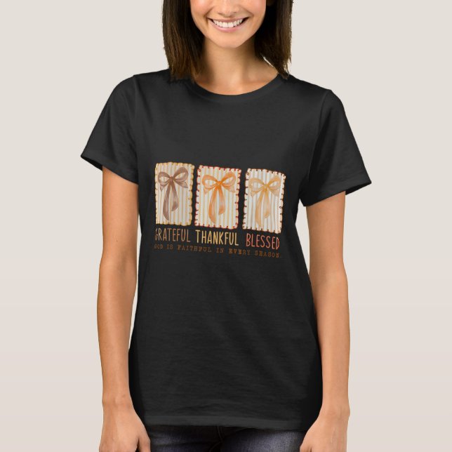 Camiseta Grateful Thankful Blessed Religious Christian  (Anverso)