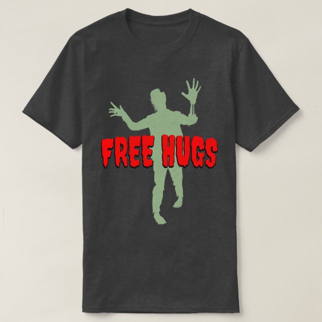 Camiseta Gratis Abrazos Funny Fiesta Zombie Halloween (Diseño del anverso)