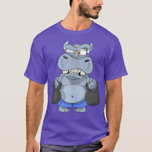 Camiseta Gratuita Gráfica Tee Fitness Hippo Lifting Kettle