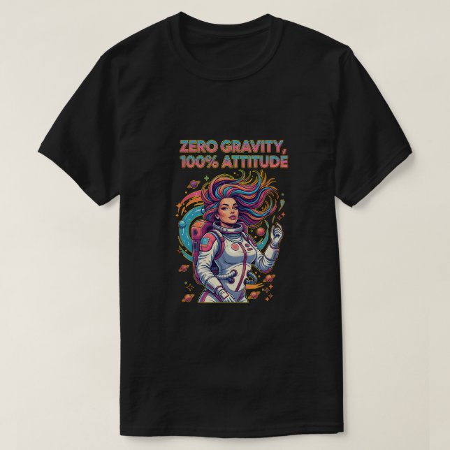 Camiseta Gravedad Cero, 100% Actitud (Diseño del anverso)