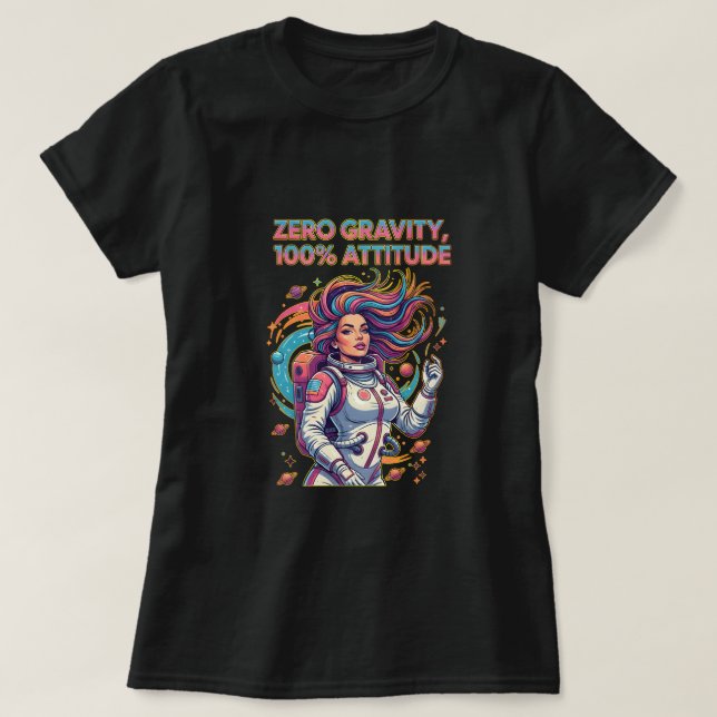 Camiseta Gravedad Cero, 100% Actitud (Diseño del anverso)