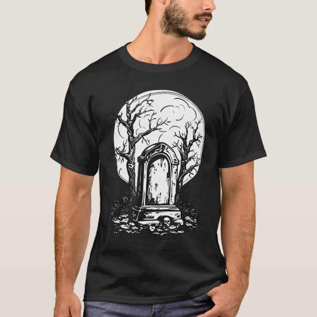 Camiseta Gravestones Halloween Scary Graveyard Trick O Tre (Anverso)