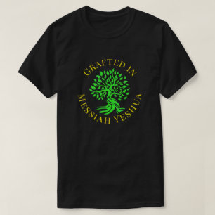 Camiseta Graviado en el árbol de vida verde de Mesías Yeshu