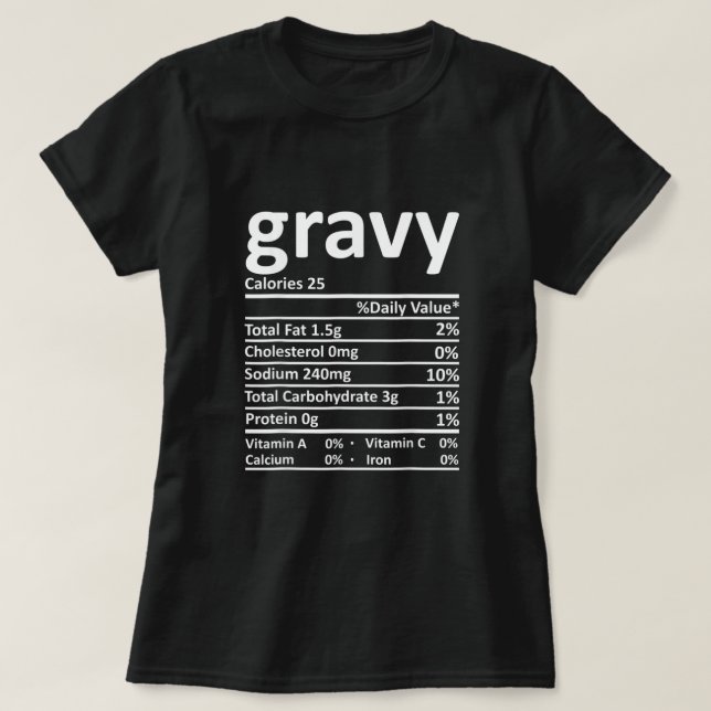 Camiseta Gravy-Nutrición Acción de Gracias Costume Alimento (Diseño del anverso)