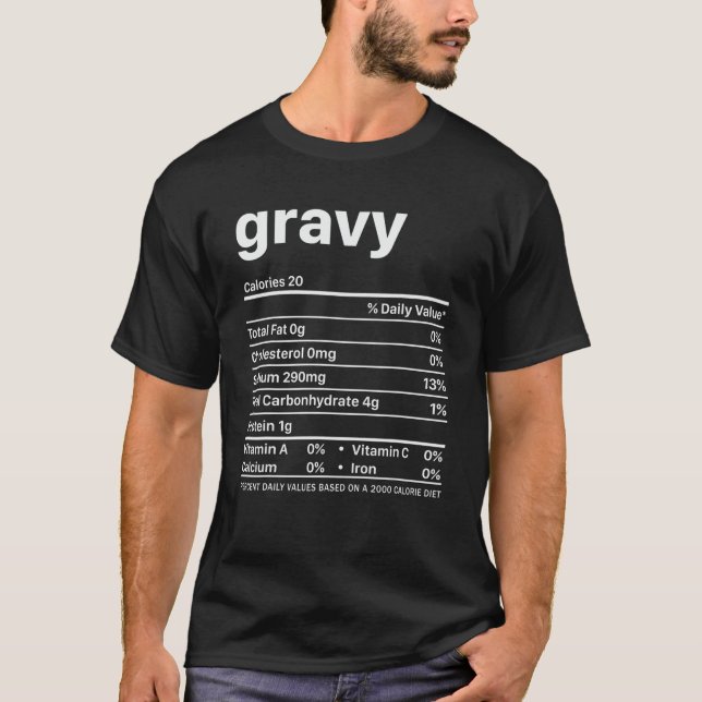Camiseta Gravy Nutrition Facts 2020 Funny Thanksending Nutr (Anverso)