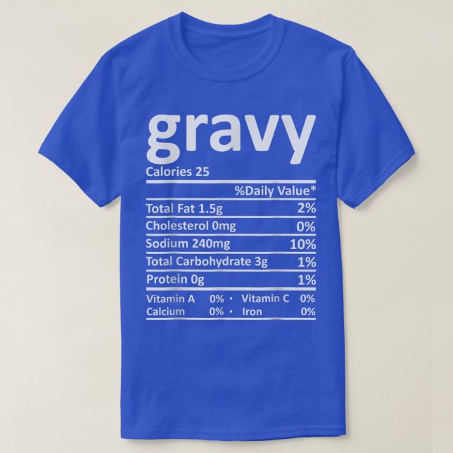 Camiseta Gravy Nutrition Facts Funny Thanksgiving Christmas (Diseño del anverso)