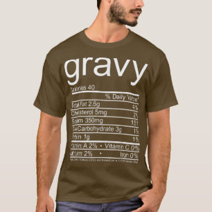 Camiseta Gravy Nutrition Facts Gracioso Acción de Gracias