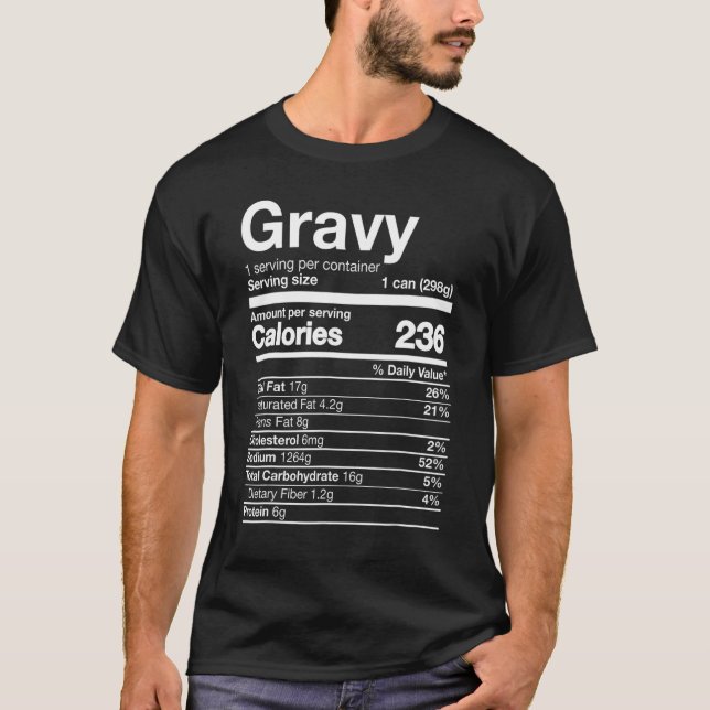 Camiseta Gravy Nutrition Thankding Food Costume oscuro (Anverso)