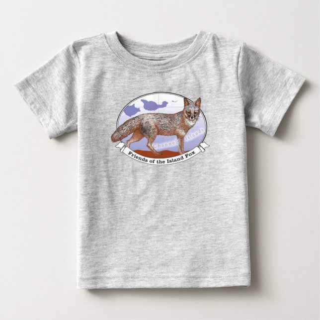 Camiseta Gray Baby Logotipo Island Fox (Anverso)