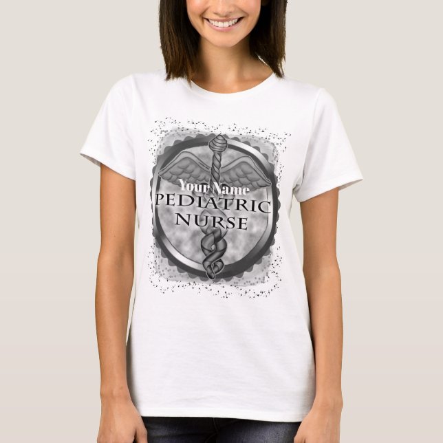 Camiseta Gray caduceus Enfermeras Pediátricas (Anverso)